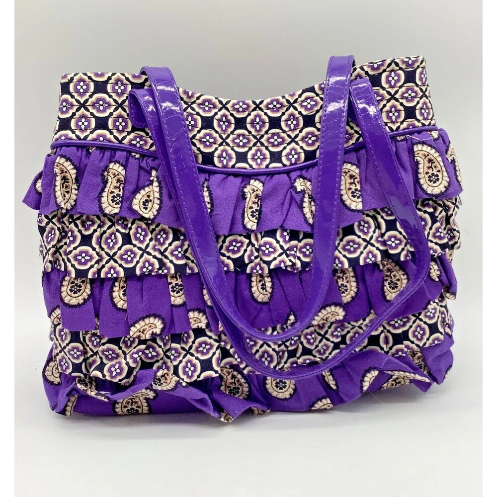 NWT Cha Cha Vera Bradley Purse Bag Simply Violet Ruffled Purple Paisley Retired